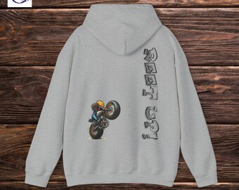Sudadera con capucha de motociclista - ¡Reet Up! Sudadera con capucha Micro Bikie: una sudadera con capucha de motocicleta personalizada única y minimalista divertida para cualquier motociclista