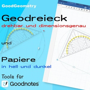 Geodreieck, Geodreieck für Goodnotes, drehbar, digitales Geodreieck, Mathe, Geometrie, Zeichnen, digitales Werkzeug, millimetergenau Bild 1