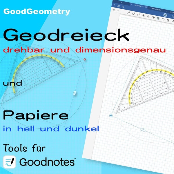 Geodreieck, Geodreieck für Goodnotes, drehbar, digitales Geodreieck, Mathe, Geometrie, zeichnen, digitales Werkzeug, millimetergenau