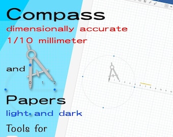 Compass for Goodnotes, digital Compass, exact dimensions, Papers in light and dark