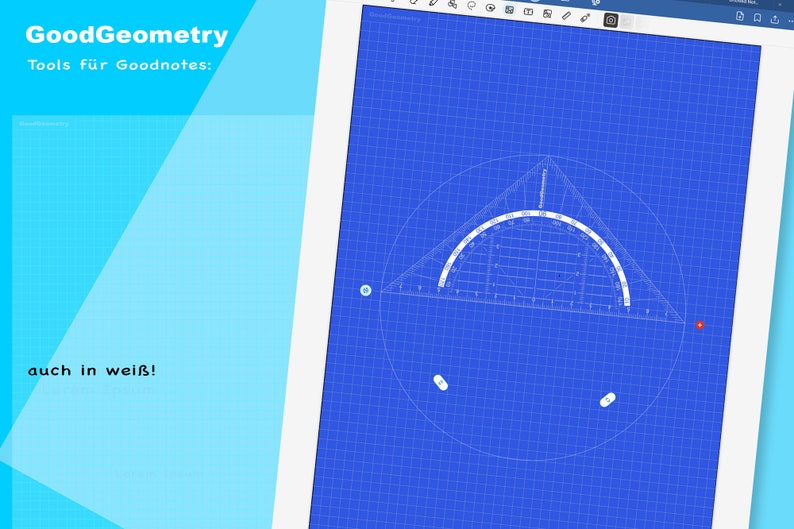 Geodreieck, Geodreieck für Goodnotes, drehbar, digitales Geodreieck, Mathe, Geometrie, Zeichnen, digitales Werkzeug, millimetergenau Bild 6