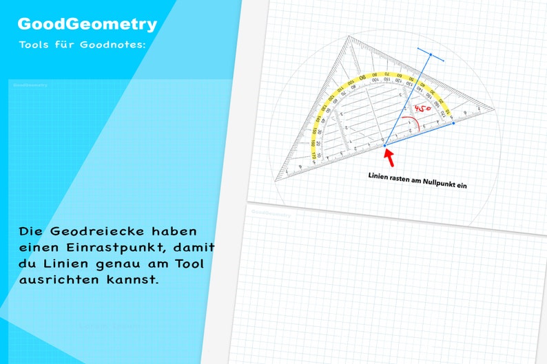 Geodreieck, Geodreieck für Goodnotes, drehbar, digitales Geodreieck, Mathe, Geometrie, Zeichnen, digitales Werkzeug, millimetergenau Bild 5