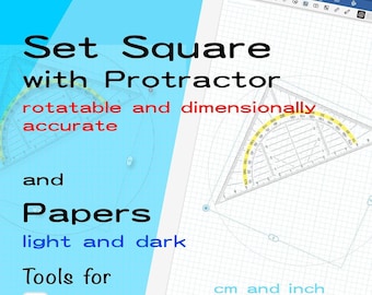 三角定規 - Goodnotes用分度器付き幾何学三角形、デジタル測地尺、回転可能、正確な寸法、明るい色と暗い色の紙