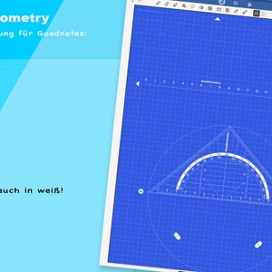 Komplette Geometrie Tool-Sammlung für Goodnotes. Geodreieck, Lineal, Zirkel dimensionsgenau drehbar. Papiere in mehreren Farben. image 6