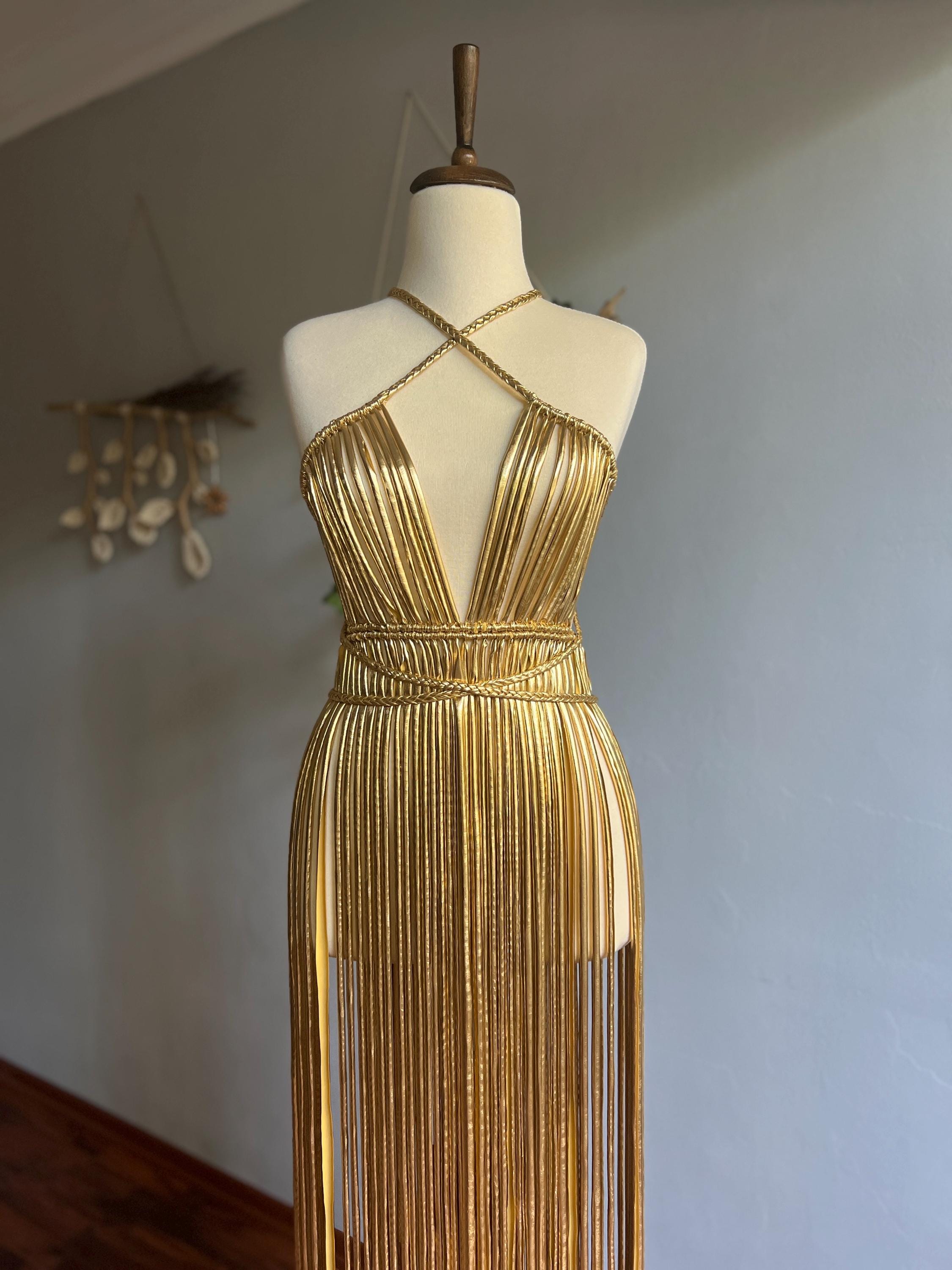 Gold Goddess Dress: Metallic Cleopatra Rave Outfit
