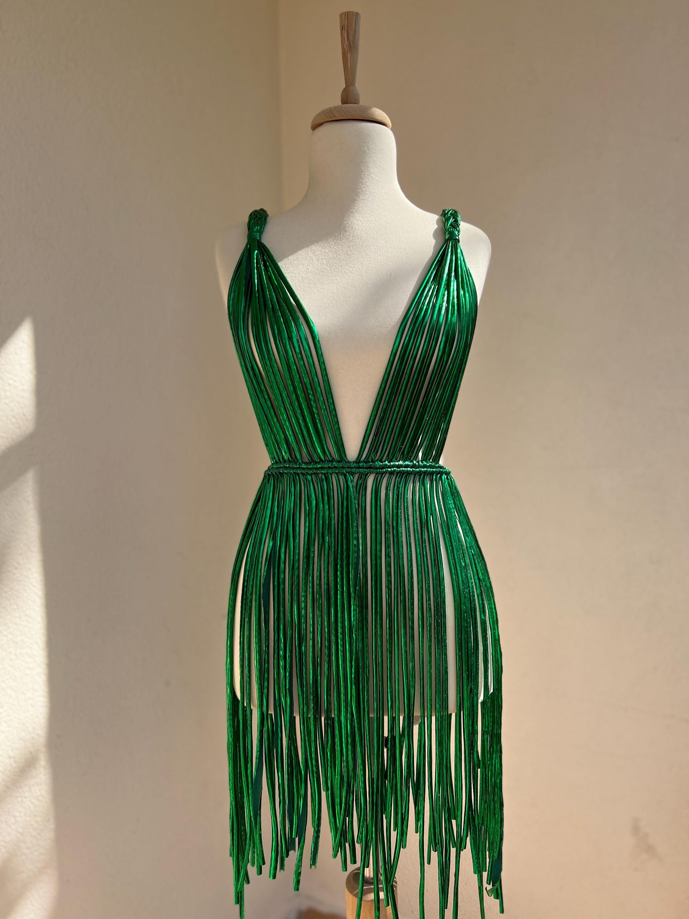 sage green backless dress Forest