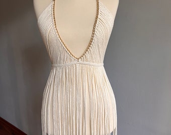 Handmade Macrame Dress: Gold Chain Bohemian Fringe Festival Outfit