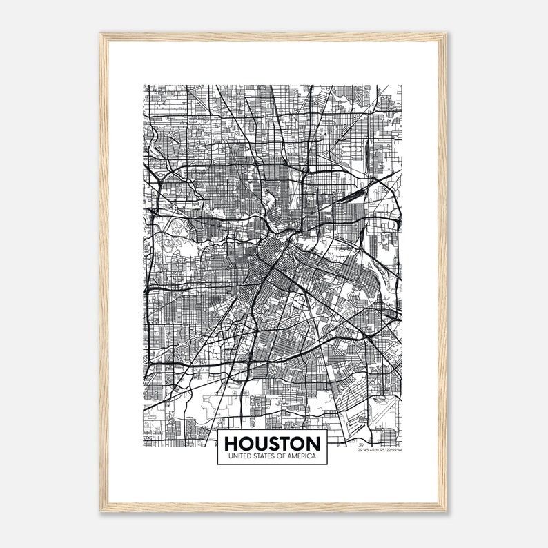 Houston Map Print Houston Map Poster Houston Map Wall Art - Etsy