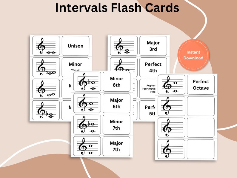 Music Flash Cards Printable Intervals Learning to Read Music - Etsy