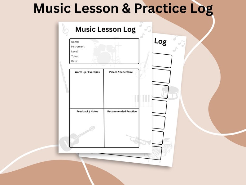 Music Lesson Log and Music Practice Log Printable PDF Music Education Tools, Teacher Resources ...