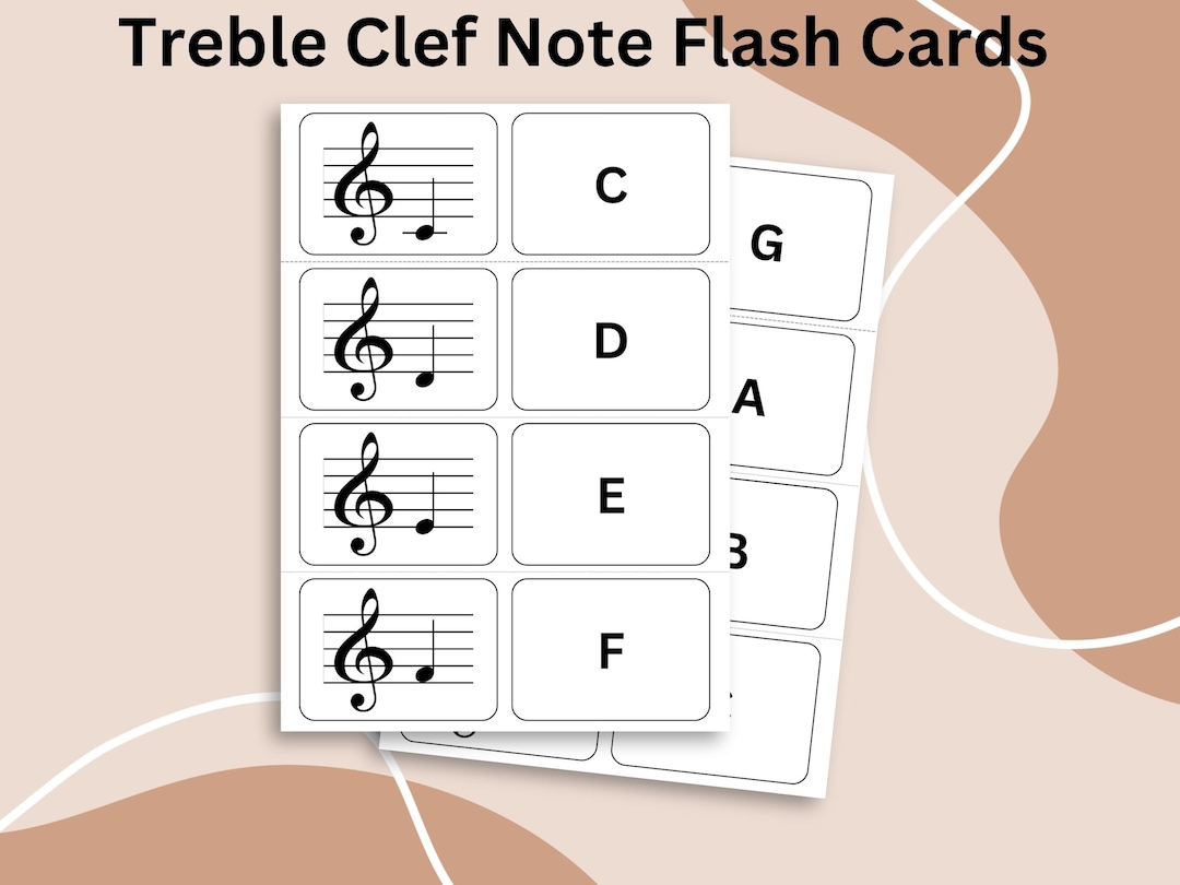 Music Flash Cards Printable Treble Clef Note Learning to Read Music - Etsy