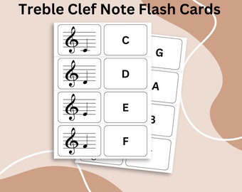Treble Clef Music Note Flash Cards Printable at Home Flashcards for ...