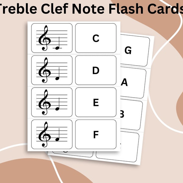 Music Flash Cards Printable Treble Clef Note Learning To Read Music