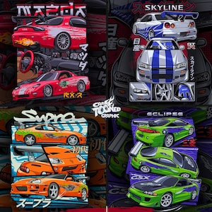 JDM TShirt Design Bundle PNG, the fast and the furious car, Car Graphic, TShirt Digital File, Clothing Design, Sublimation, Vector Car, Gift
