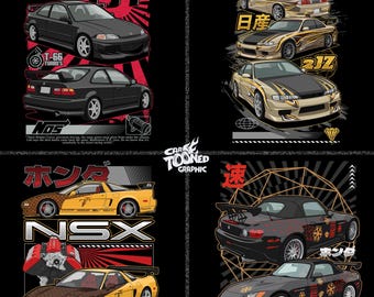 Paquete de diseño de camisetas JDM PNG, Rápido y Furioso, Gráfico de coche, Archivo digital de camiseta, Diseño de ropa, Sublimación, Vector de coche, Regalo