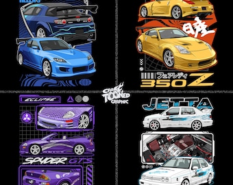 JDM TShirt Design Bundle PNG, the fast and the furious car, Car Graphic, TShirt Digital File, Clothing Design, Sublimation, Vector Car, Gift