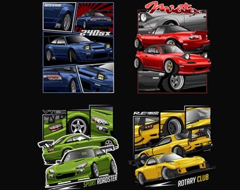 JDM TShirt Design PNG, Cars Graphic, TShirt Digital File, Clothing Design, Urban Sublimation, DTG,  Vector Car