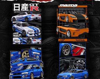 JDM TShirt Design PNG, Cars Graphic, TShirt Digital File, Clothing Design, Urban Sublimation, DTG