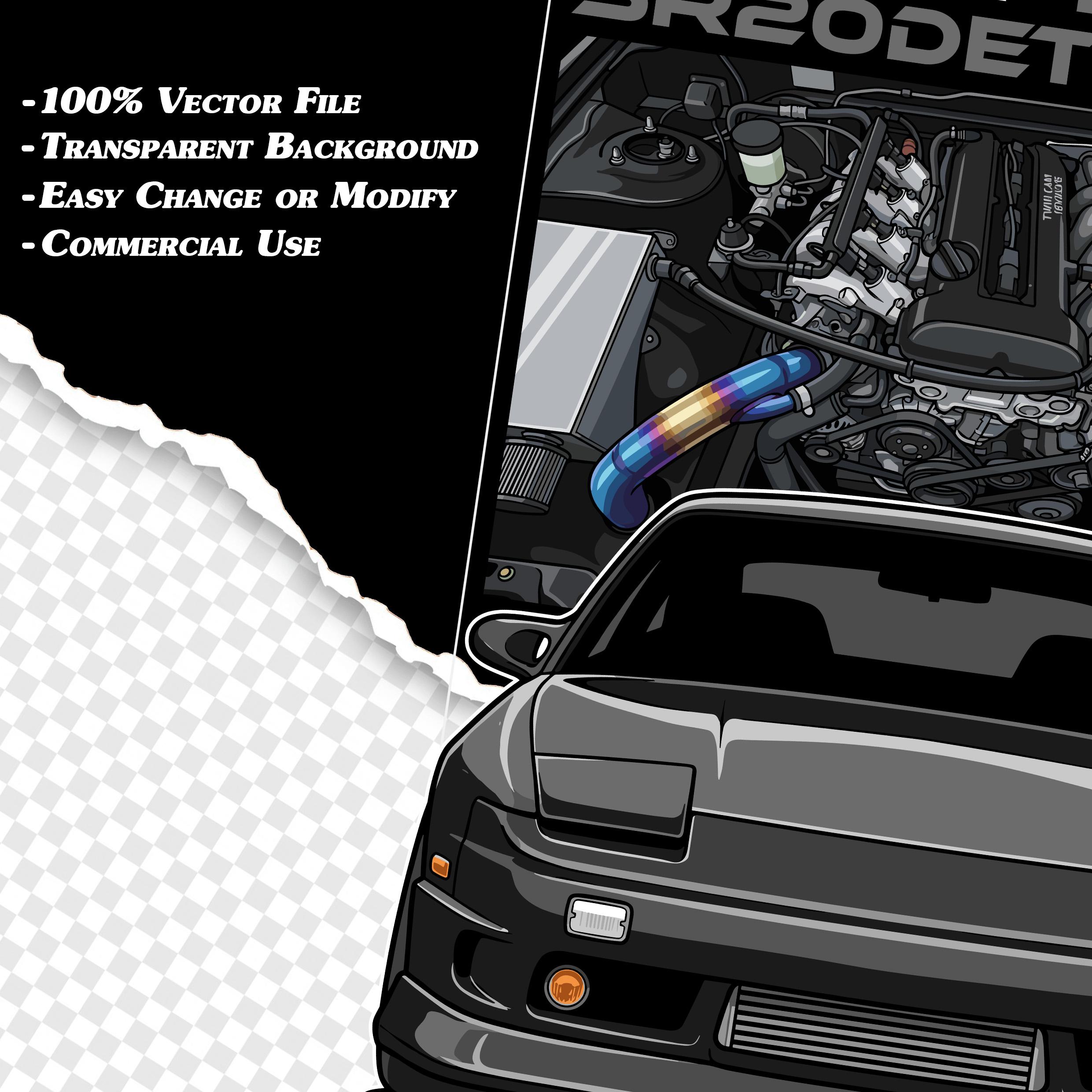 Engine Bay Graphics JDM Car Illustration Pack | Drift Car SVG PNG | Engine Bay Graphics ...