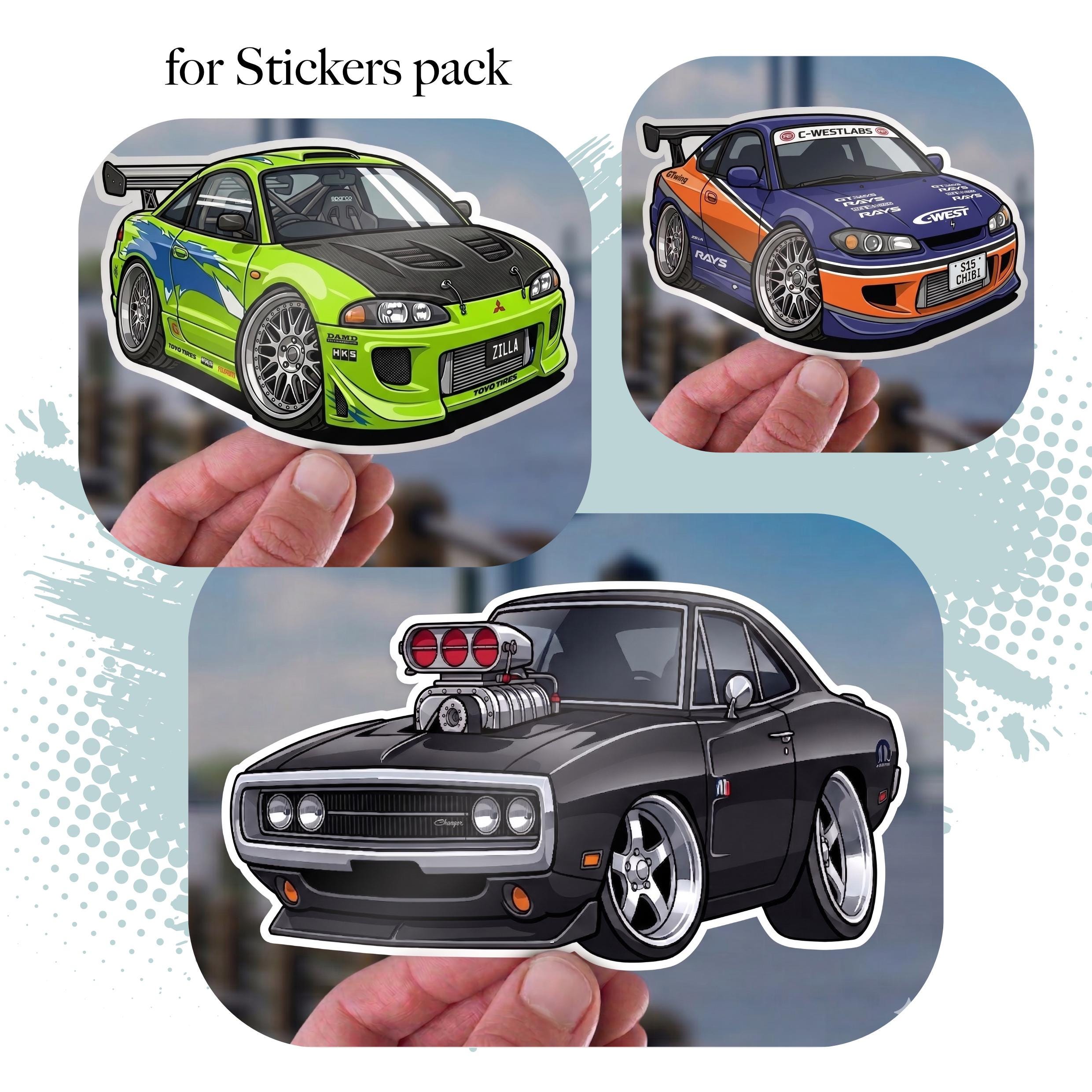 50 Chibi Racing Car Clipart Bundle PNG | Fast & Furious Inspired JDM ...