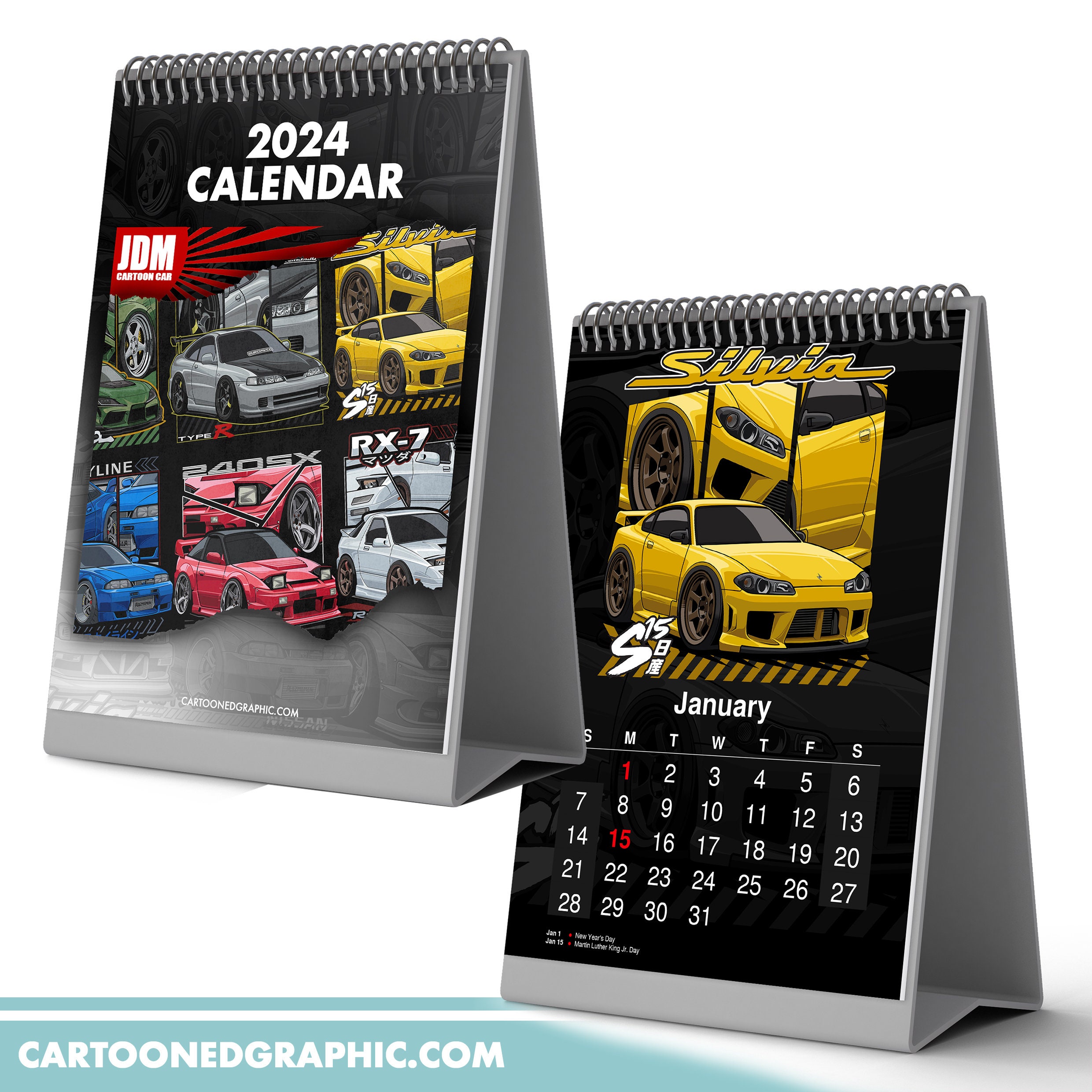 2024 Monthly Print Calendar, 2024 JDM Car Calendar, Monthly Planner