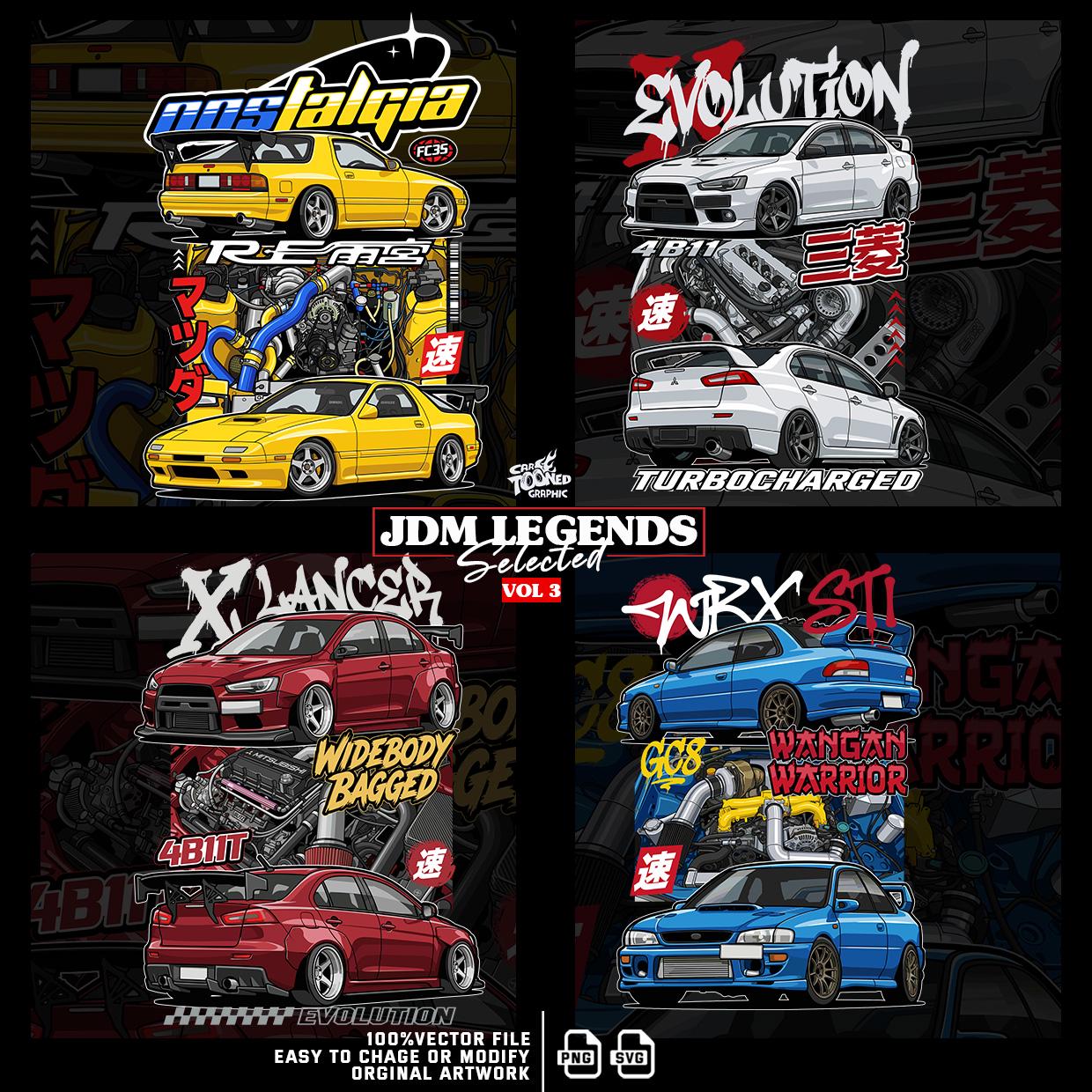 Jdm Rivals JDM Legends Vol 3 Bundle Svg Png | Mitsubishi Lancer Evo X, Subaru WRX ...