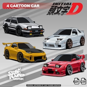 Vector Car, JDM Artwork, Graphic, Initial D, Initial D JDM, Cartoon Car, Print DTF, Urban Sublimation