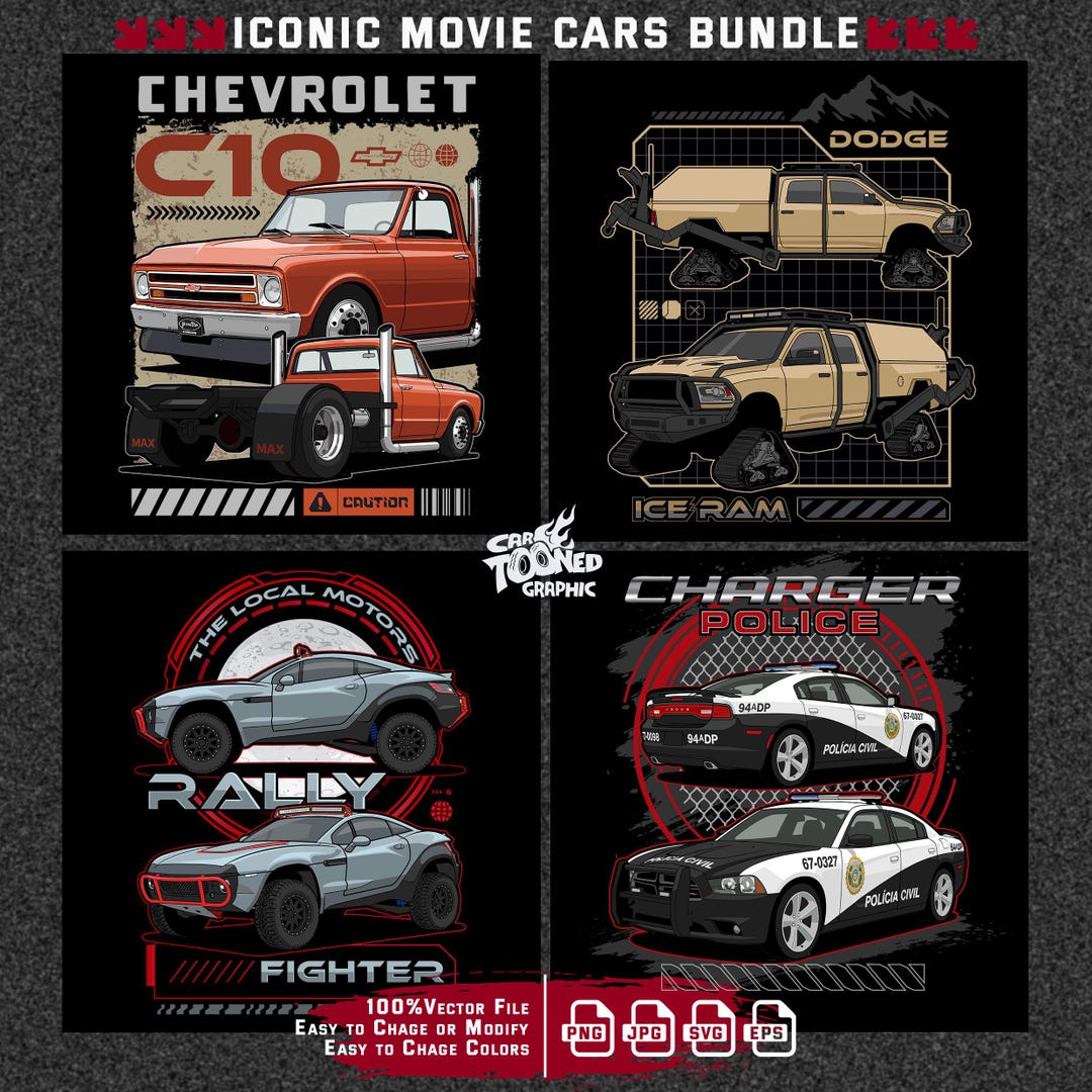 Vector Car Design, T-shirt Design Bundle, Fast and Furious Car, Black ...