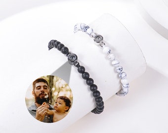 Bracelet photo personnalisé pour homme, bracelet pour projection, bracelet pour projection d'image, bracelet commémoratif, bracelet pour papa, cadeau pour la fête des pères