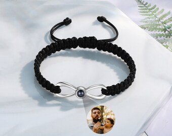 Pulsera infinita personalizada con foto, pulsera de proyección de imágenes, pulsera retráctil para hombres y mujeres, pulsera de fotos personalizada para papá