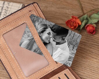 Personalized Picture Wallet Insert Card,Engraved Photo & Text Wallet Card,Laser Engraved Metal Note Card,Gifts for Him,Father's Day Gifts