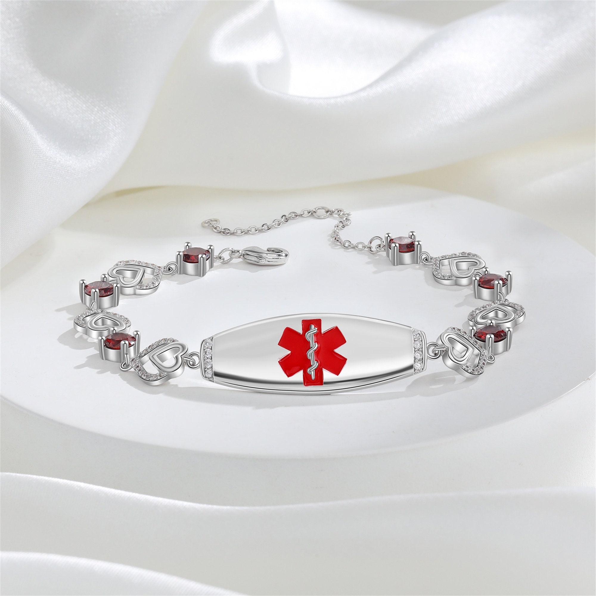 Custom Women's Medical Bracelet, Medical Jewelry, Gemstone Bracelet, Engraved Medical Alert ID, Allergy Bracelet, Gift for Her