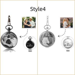 Personalized Custom Photo Pocket Watch with Chain,Engraved Picture Pocket Watch for Men,Memory Gifts for Him,Gifts for Dad,Christmas Gifts Style4(photo+code)