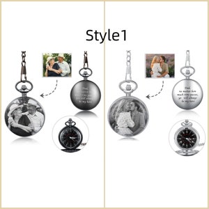 Personalized Custom Photo Pocket Watch with Chain,Engraved Picture Pocket Watch for Men,Memory Gifts for Him,Gifts for Dad,Christmas Gifts Style1 (photo+text1)
