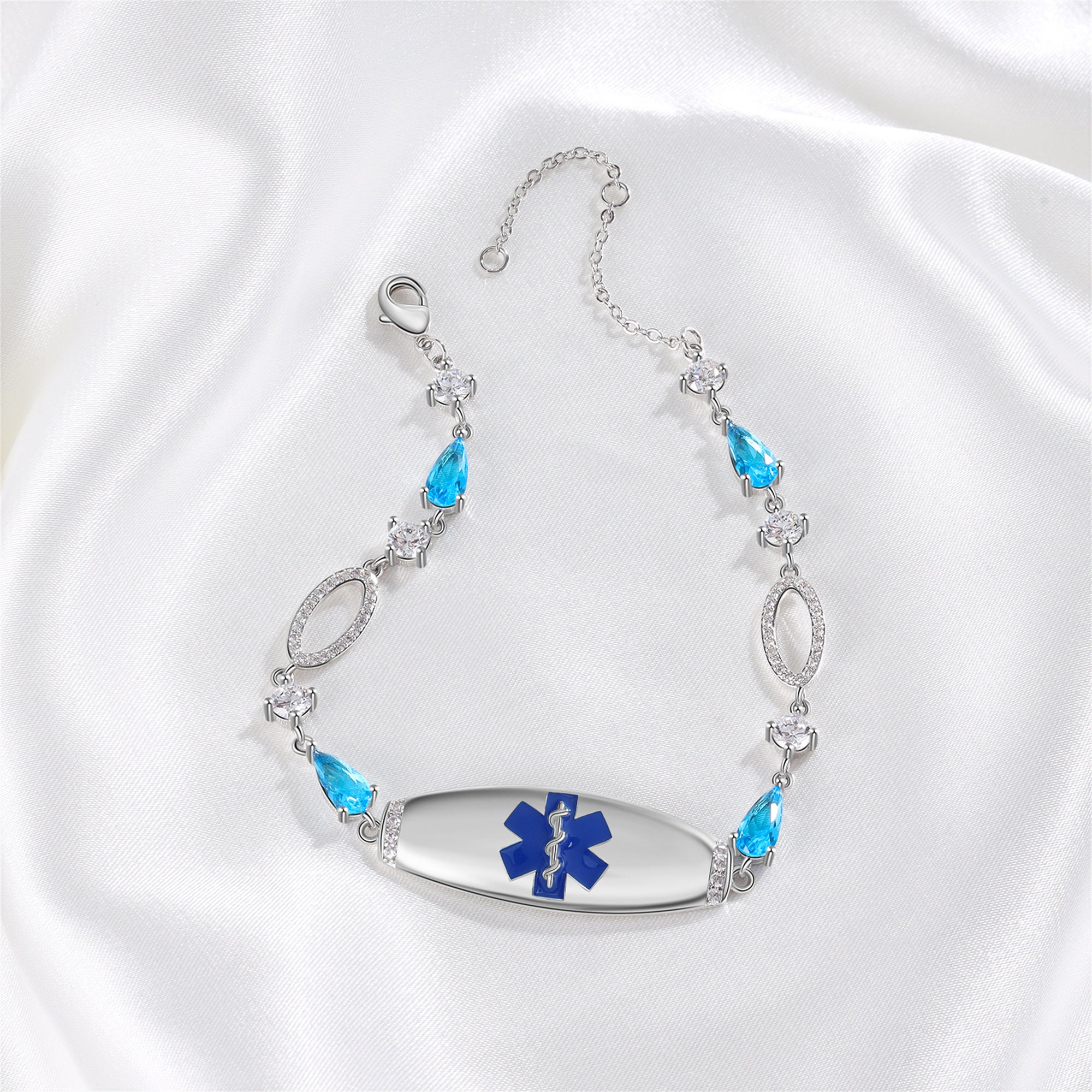 Custom Women's Medical Bracelet, Medical Jewelry, Gemstone Bracelet, Engraved Medical Alert ID, Allergy Bracelet, Gift for Her