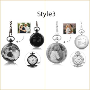 Personalized Custom Photo Pocket Watch with Chain,Engraved Picture Pocket Watch for Men,Memory Gifts for Him,Gifts for Dad,Christmas Gifts Style3 (photo+date)