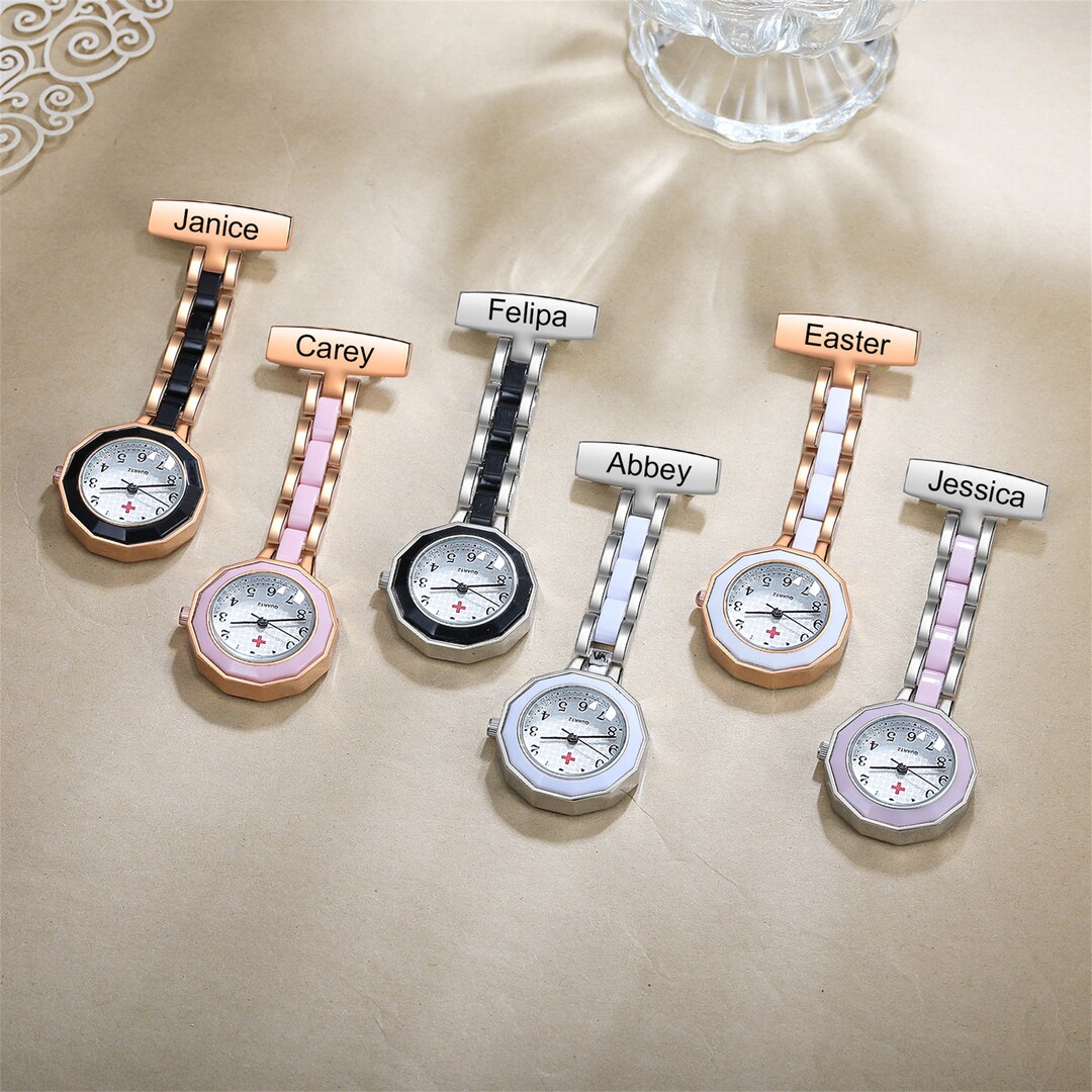 Personalized Nurse Pocket Watch,engraved Name Pocket Watch With Lapel Pin,bicolor Pocket Watch