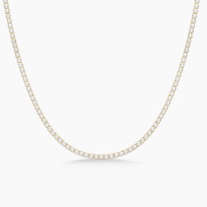 Dainty 14k Solid Gold Flexible Moissanite Tennis Necklace, Lab-grown Diamond Tennis Choker Necklace For Women/ Wedding Necklace for Bridal