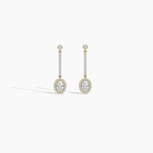 14k Solid Gold Halo Earring |Oval Cut Designer Engagement Earring | Moissanite Floral Halo Stud Earring For Women