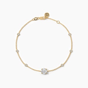 1 Ct Diamond Layering Bracelet, 14K Gold Lab Grown Diamond Bracelet, Beautiful White Diamond Bracelet