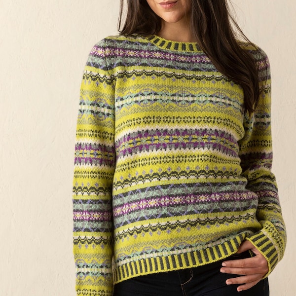 Fairisle Kinross Sweater by Eribe in Sorrel Colour 100% Super Soft Merino Wool Non Mulesed