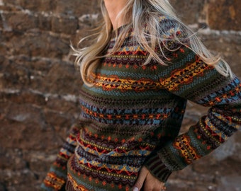 Fairisle Kinross Sweater by Eribe in Rowan Colour 100% Super Soft Merino Wool Non Mulesed