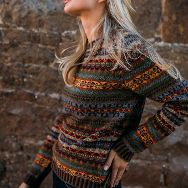 Fairisle Kinross Sweater by Eribe in Rowan Colour 100% Super Soft Merino Wool Non Mulesed