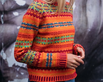 Fairisle Kinross Sweater by Eribe in Beltnae Colour 100% Super Soft Merino Wool Non Mulesed