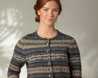 Fairisle Westray Cardigan by Eribe in Aviemore Colour 100% Shetland Wool