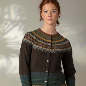 Alpine Cardigan by Eribe in Highland 96% Lambswool with Angora Fairisle