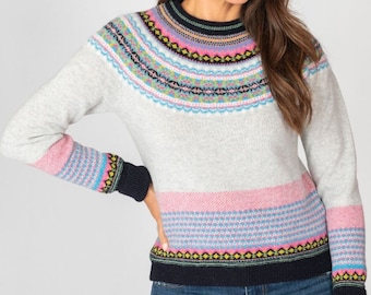Alpine Sweater by Eribe in Lindean 96% Lambswool with Angora Fairisle