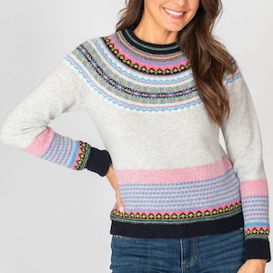 Alpine Sweater by Eribe in Lindean 96% Lambswool with Angora Fairisle image 1