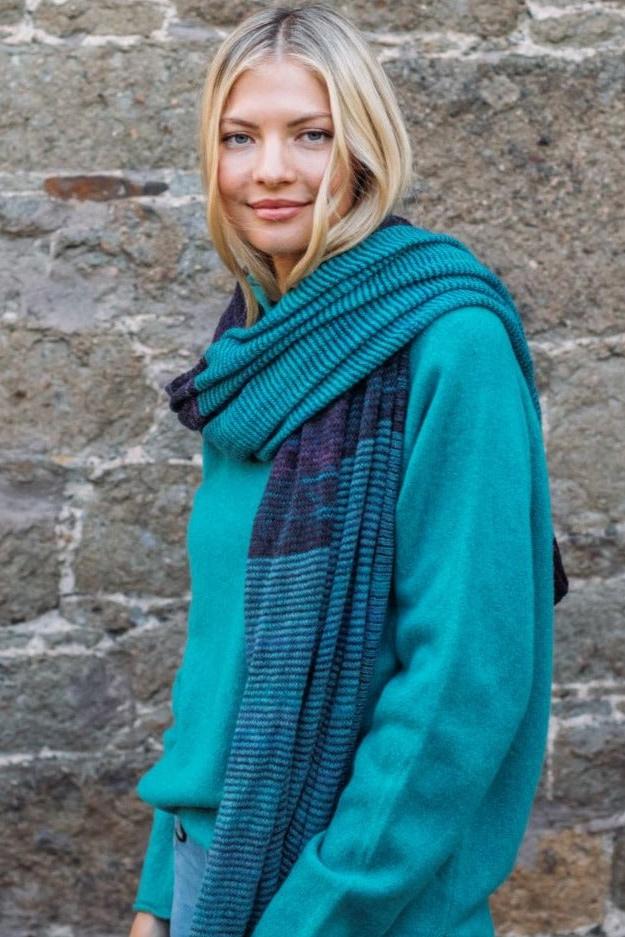 Eribe Treeline Wrap Scarf Oversized Hand Made From Merino and
