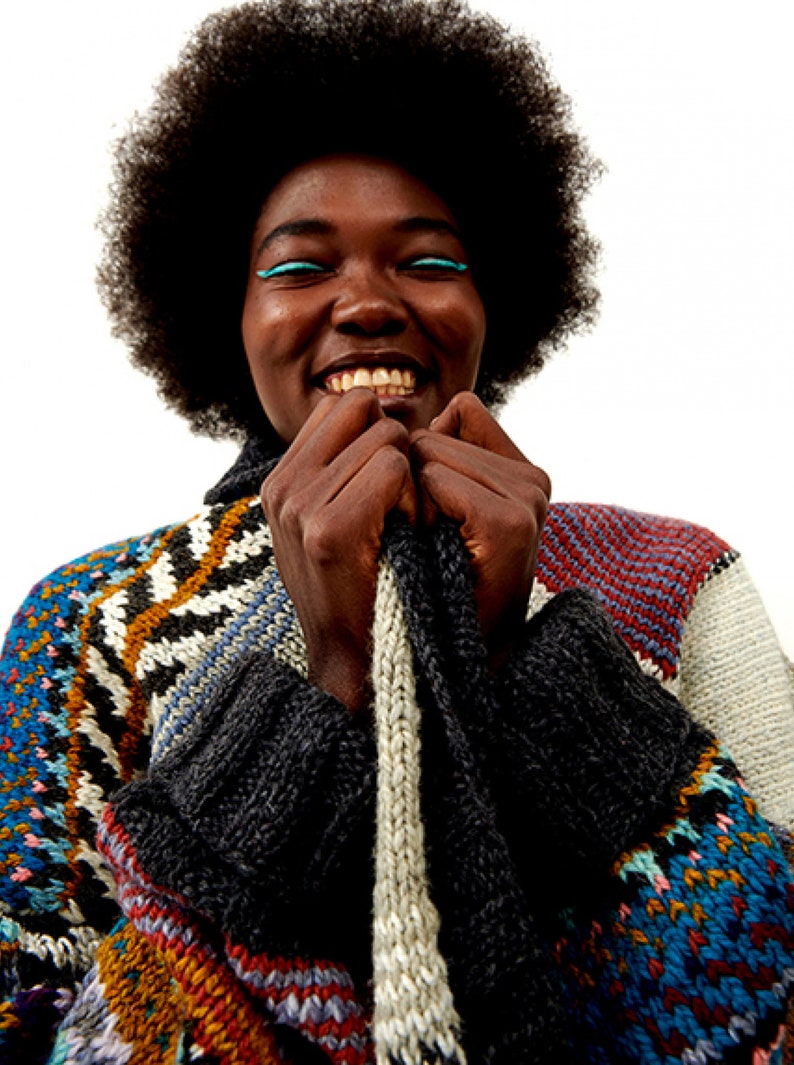 Amano Jude Wrap Cardigan Vintage Bohemian Hand Knitted in Ecuador 100% Soft Peruvian Sheepswool image 3